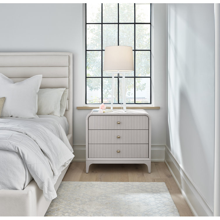 Gray 32" 3-Drawer Nightstand with USB Ports