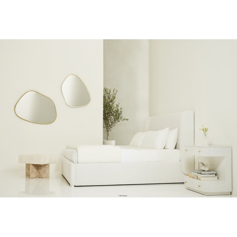 Queen Size White Upholstered Box-Spring Bed