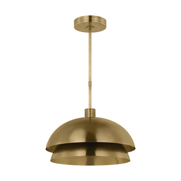 Natural Brass 26" LED Pendant Light with Glass Shade