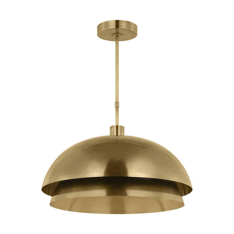 Natural Brass 26" LED Pendant Light with Glass Shade