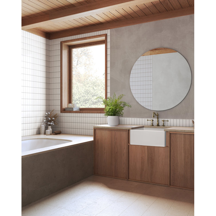Glossy White Ceramic Rectangular Farmhouse Bathroom Sink