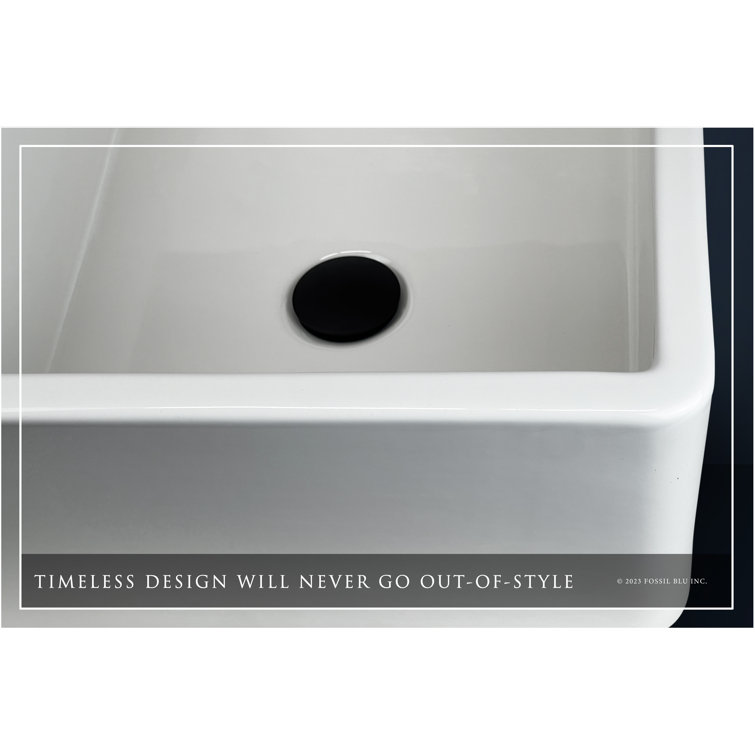 Glossy White Ceramic Rectangular Farmhouse Bathroom Sink