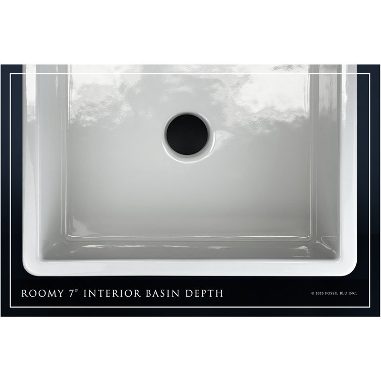 Glossy White Ceramic Rectangular Farmhouse Bathroom Sink