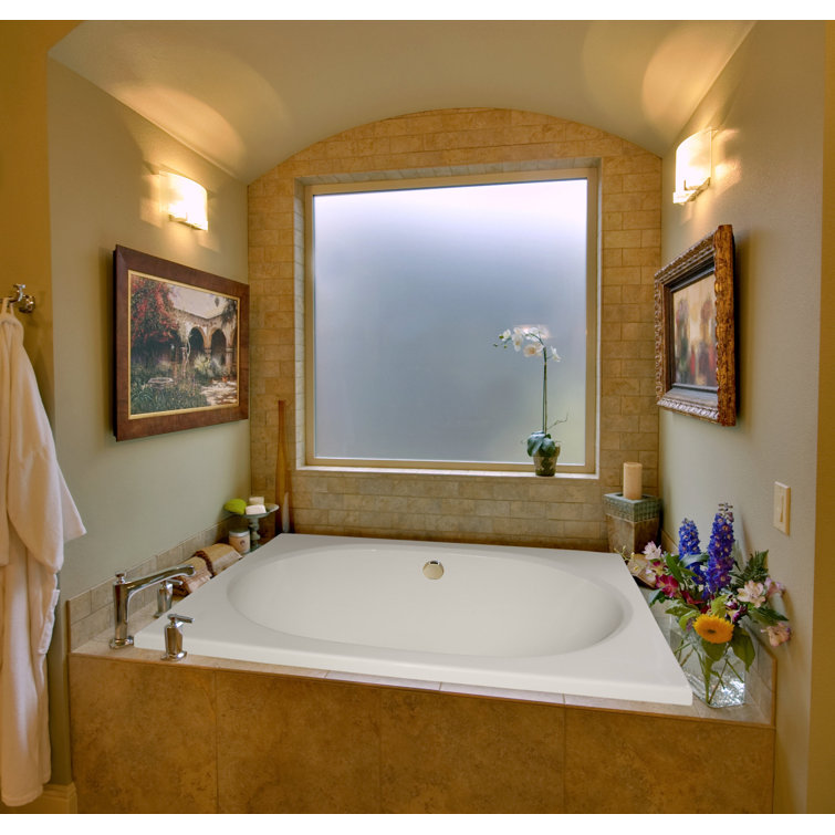 Modern White Round Drop-In Fiberglass Bathtub with Air/Whirlpool Combo