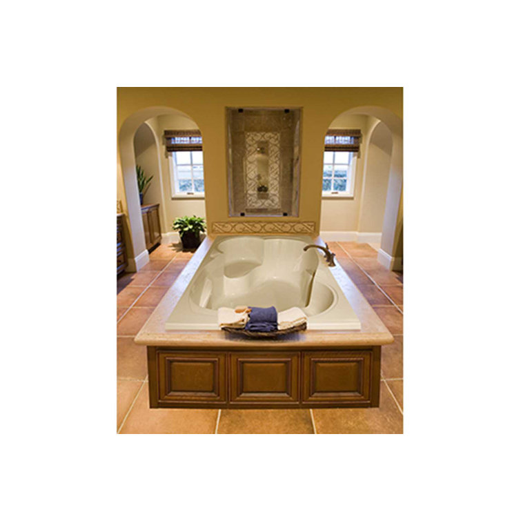 Makyla 75'' x 48'' White Acrylic Drop-In Whirlpool Bathtub