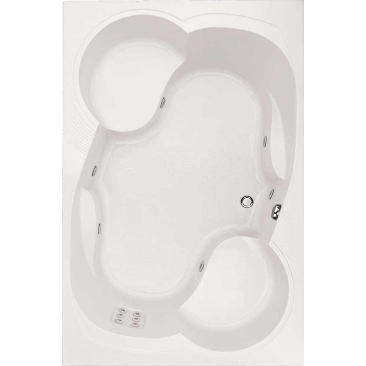 Makyla 75'' x 48'' White Acrylic Drop-In Whirlpool Bathtub