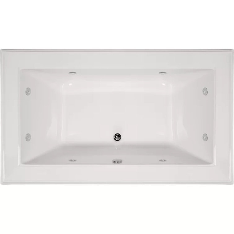 Angel 72'' x 42'' White Acrylic Drop-In Whirlpool Bathtub