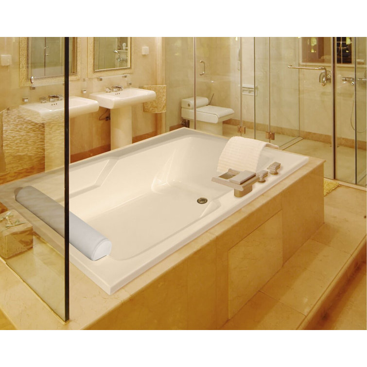 Modern White Acrylic Drop-In Bathtub with Jets