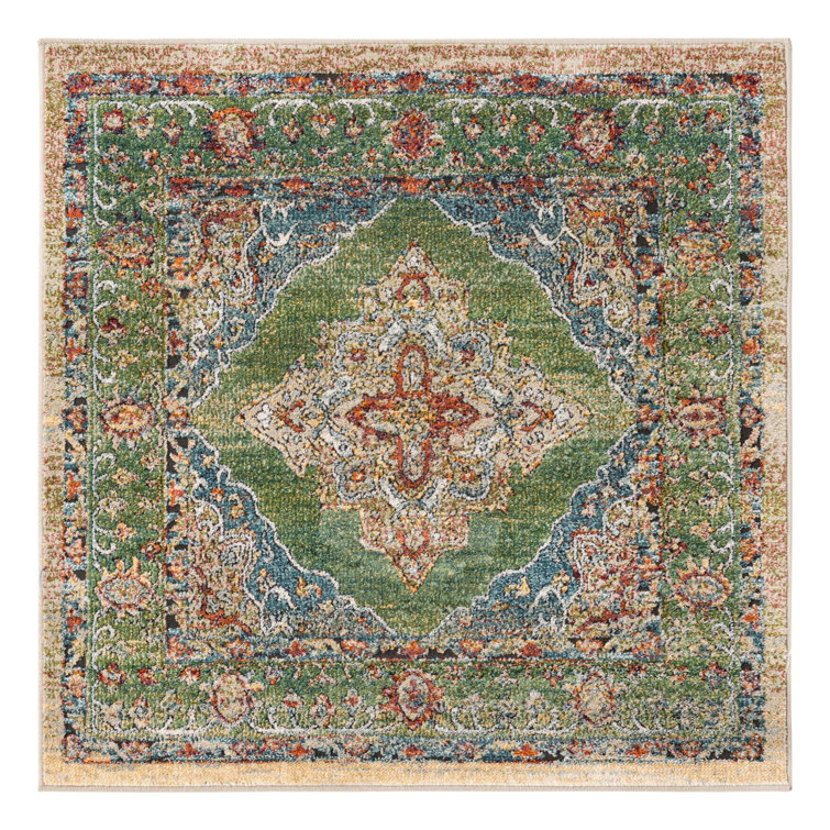 Alresford Green and Beige Oriental Square Rug