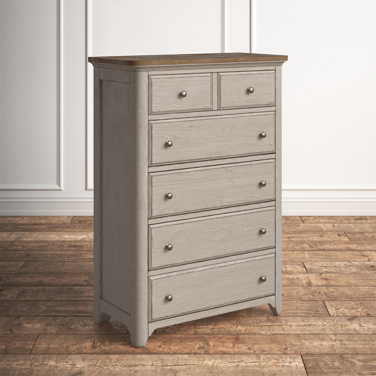 Ayden Antique White 5-Drawer Farmhouse Chest with Cedar Lining