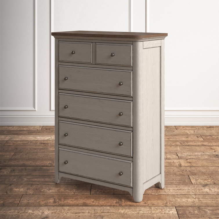 Ayden Antique White 5-Drawer Farmhouse Chest with Cedar Lining