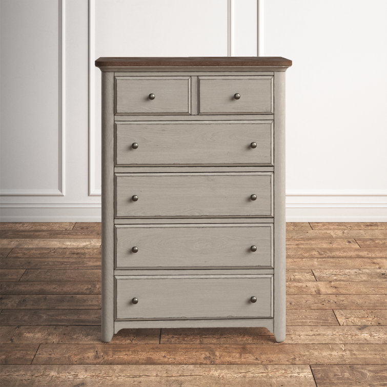 Ayden Antique White 5-Drawer Farmhouse Chest with Cedar Lining
