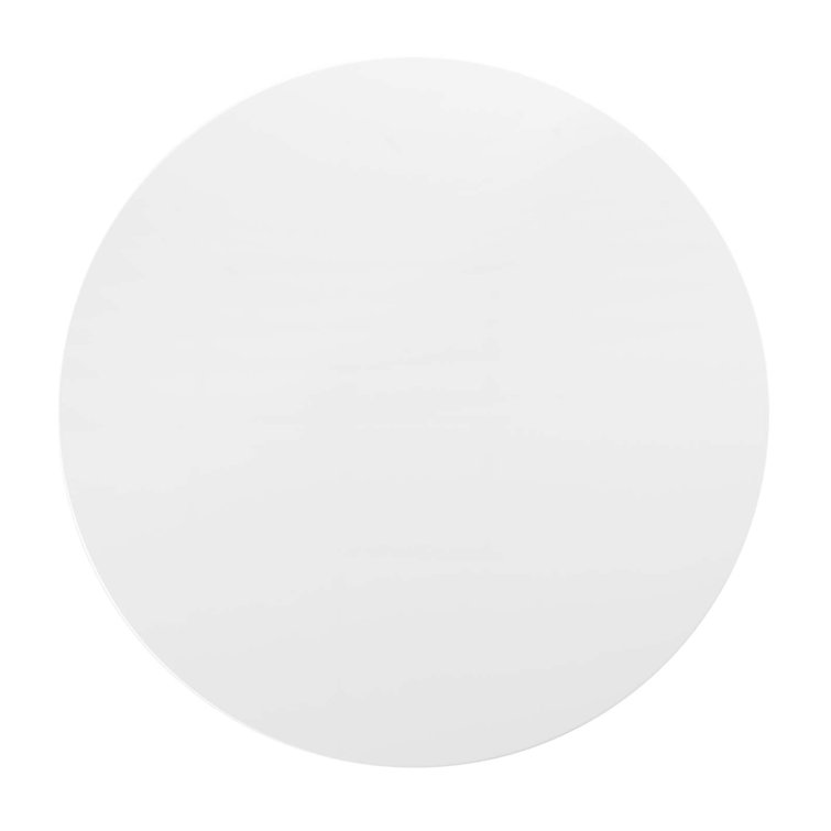 47" White Round Mid-Century Modern Dining Table with Black Base