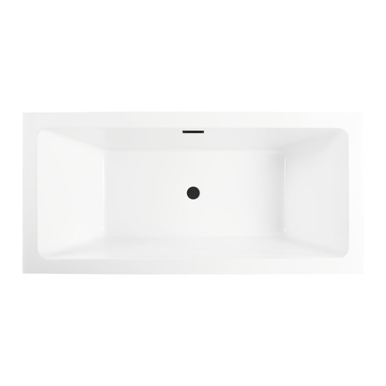 Orion 59'' White and Matte Black Acrylic Freestanding Bathtub