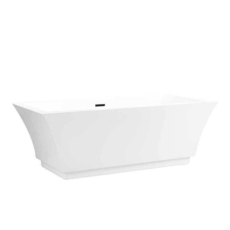 Orion 59'' White and Matte Black Acrylic Freestanding Bathtub