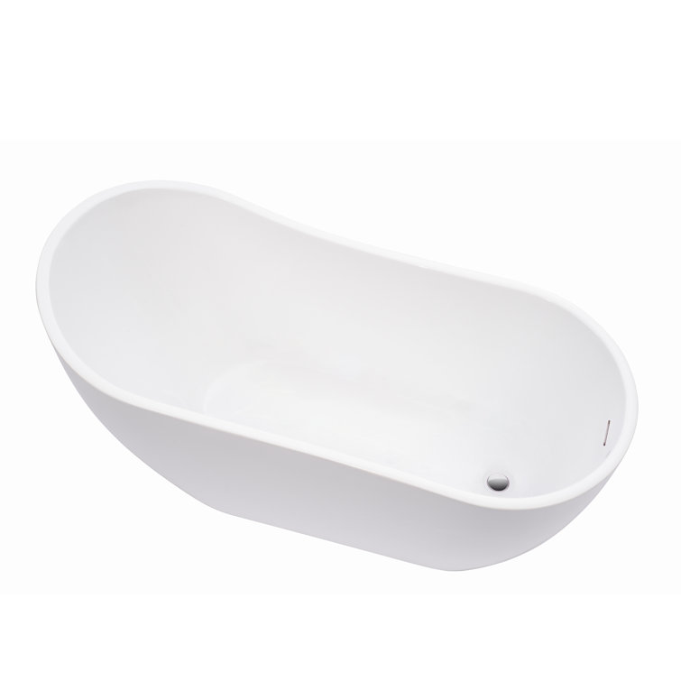 Amara White Acrylic Freestanding Soaking Bathtub with Integrated Overflow