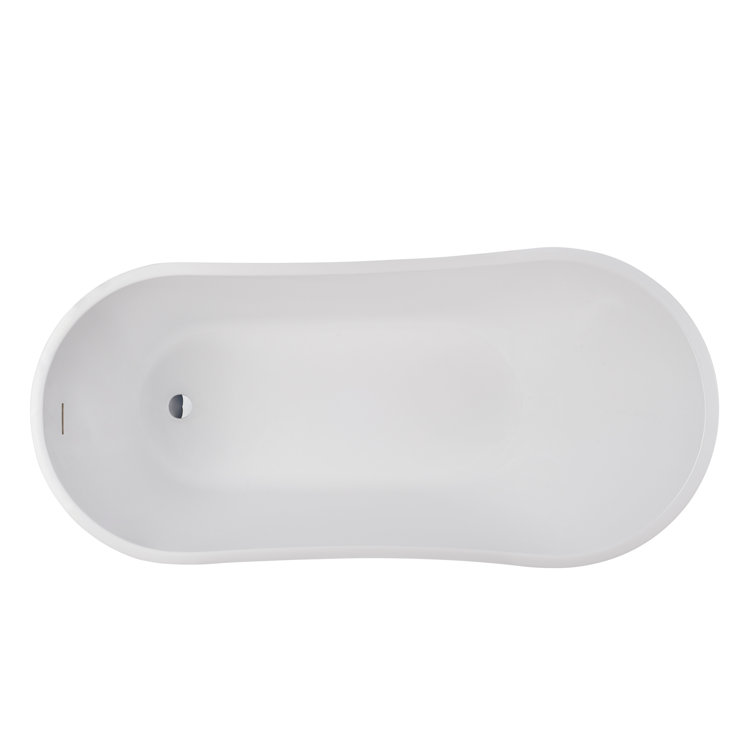 Amara White Acrylic Freestanding Soaking Bathtub with Integrated Overflow