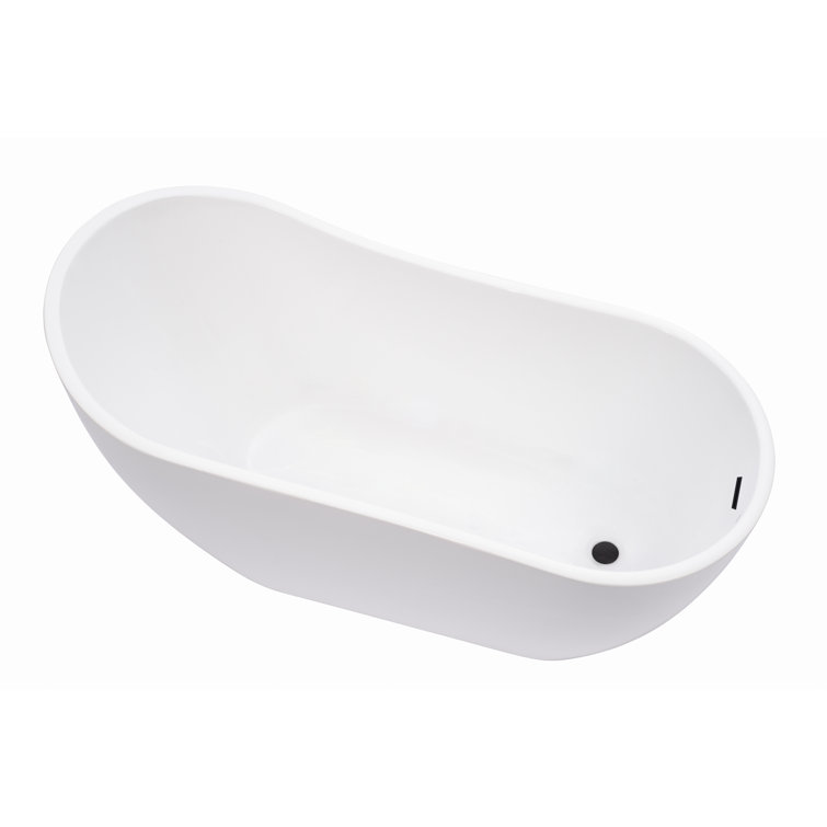 Amara 59" White Acrylic Freestanding Soaking Bathtub