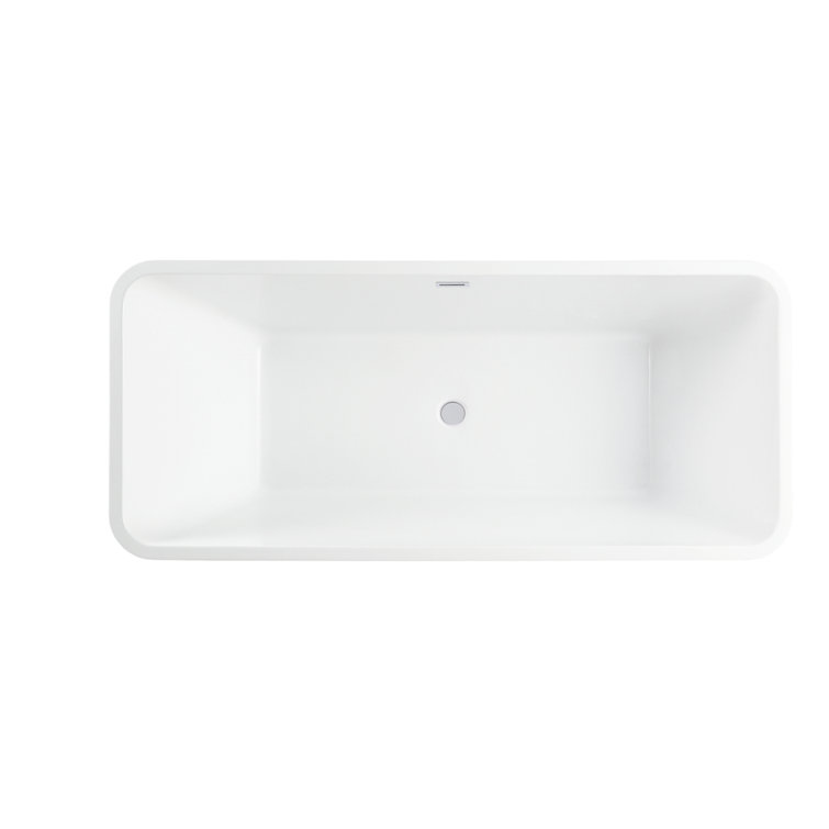 67'' Pure White Acrylic Freestanding Soaking Bathtub