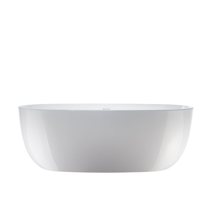 White Acrylic 59" Freestanding Soaking Bathtub with Chrome Drain