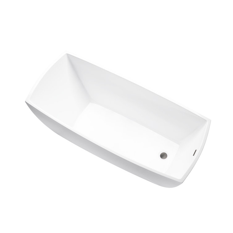 67" White Acrylic Freestanding Soaking Bathtub