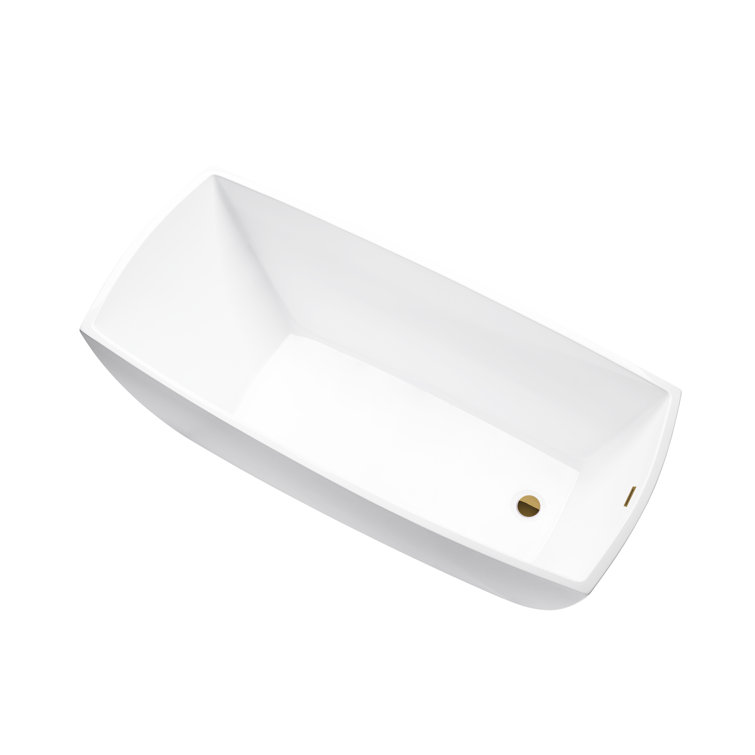 White and Gold 67" Acrylic Freestanding Bathtub