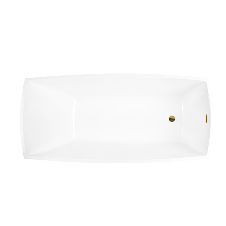 White and Gold 67" Acrylic Freestanding Bathtub