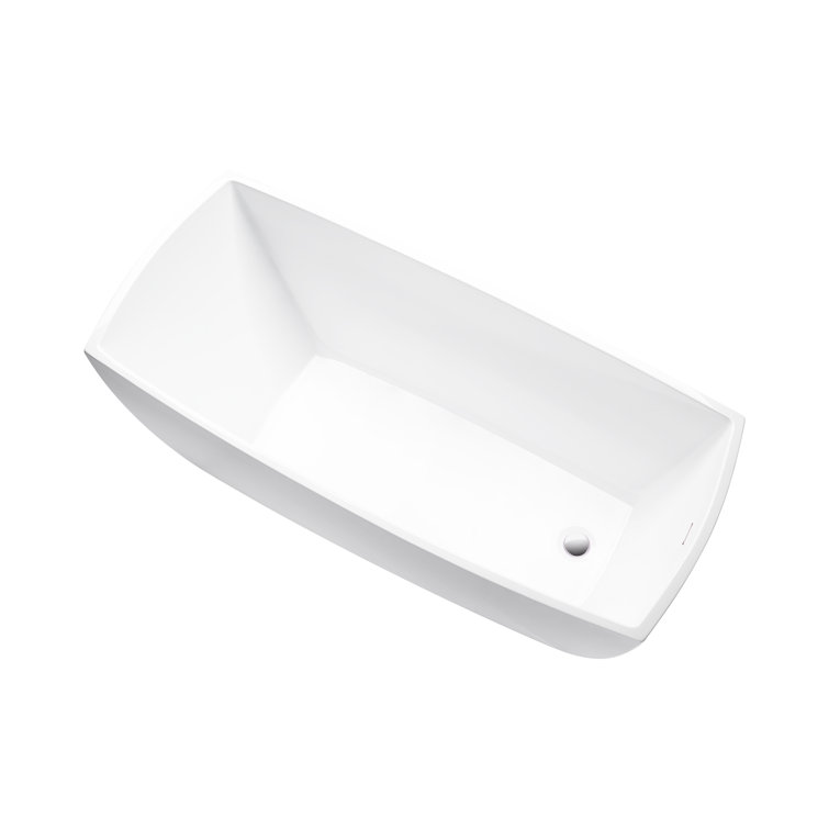Vanity Art 67" White Acrylic Freestanding Bathtub with Overflow