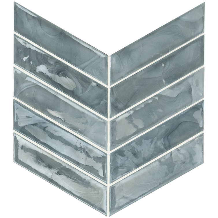 Blue Shimmer Chevron Glass Mosaic Wall Tile