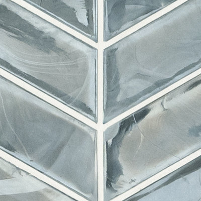 Blue Shimmer Chevron Glass Mosaic Wall Tile