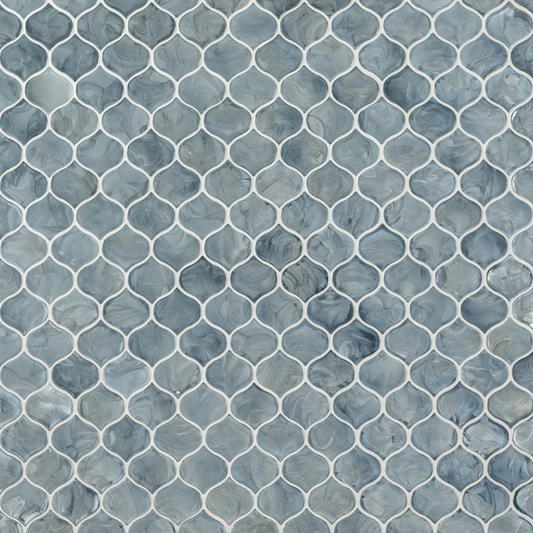 Blue Shimmer Arabesque Glass Mosaic Wall Tile