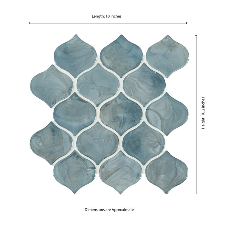 Blue Shimmer Arabesque Glass Mosaic Wall Tile