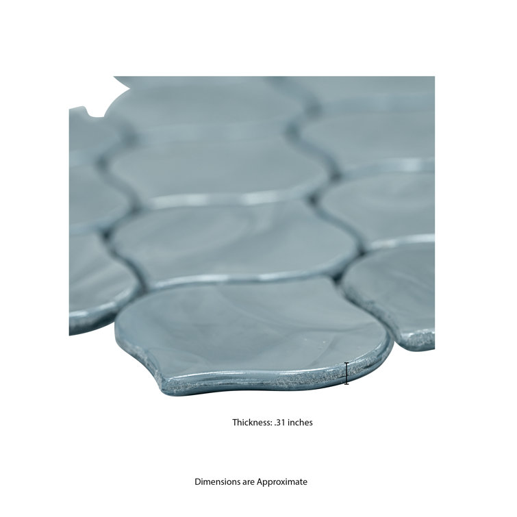 Blue Shimmer Arabesque Glass Mosaic Wall Tile