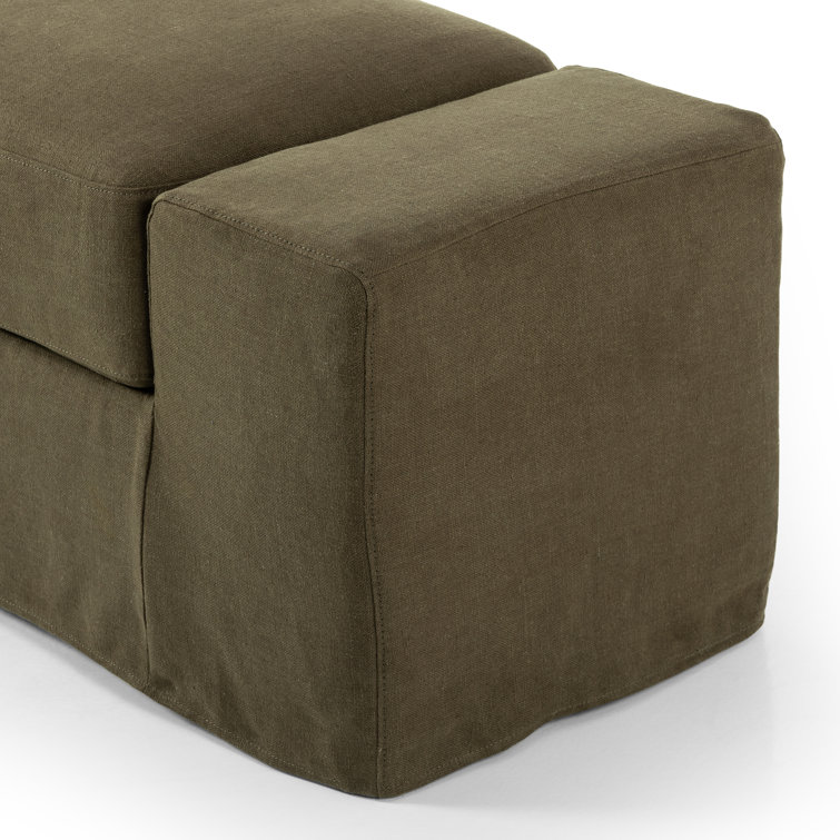 Brussels Coffee Linen Upholstered Modern Bench