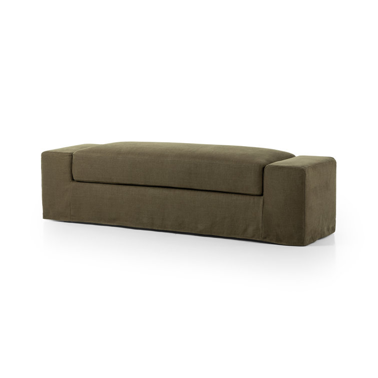 Brussels Coffee Linen Upholstered Modern Bench