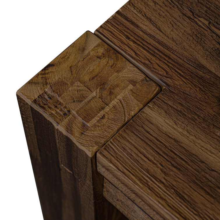 Distressed Jacobean Solid Rubberwood Rectangular Dining Table for Six