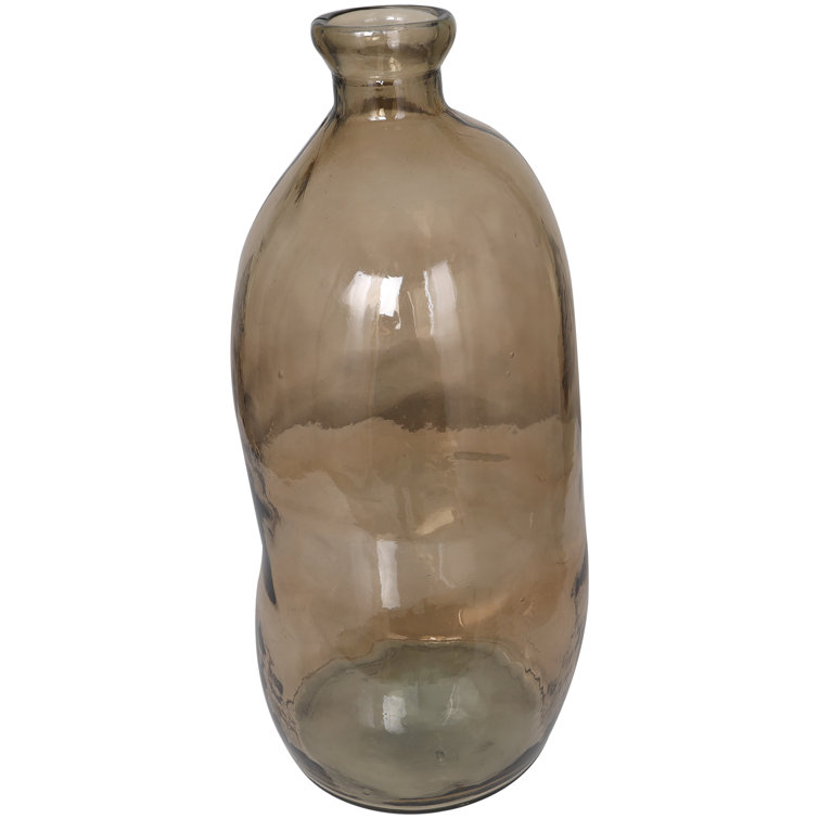 Handcrafted Round Brown Glass Floor Vase