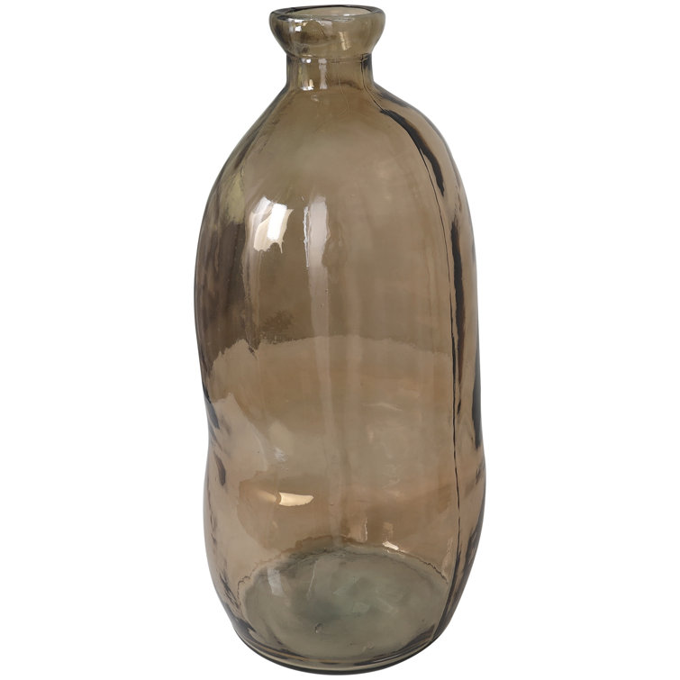 Handcrafted Round Brown Glass Floor Vase