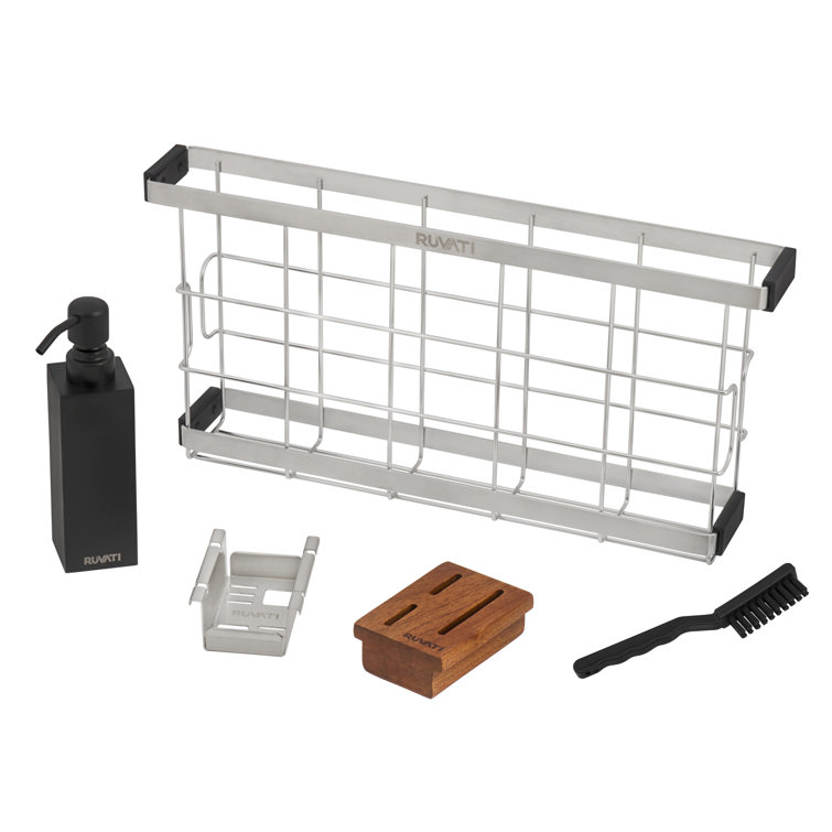 Stainless Steel Workstation Organizer with Soap Dispenser and Knife Block