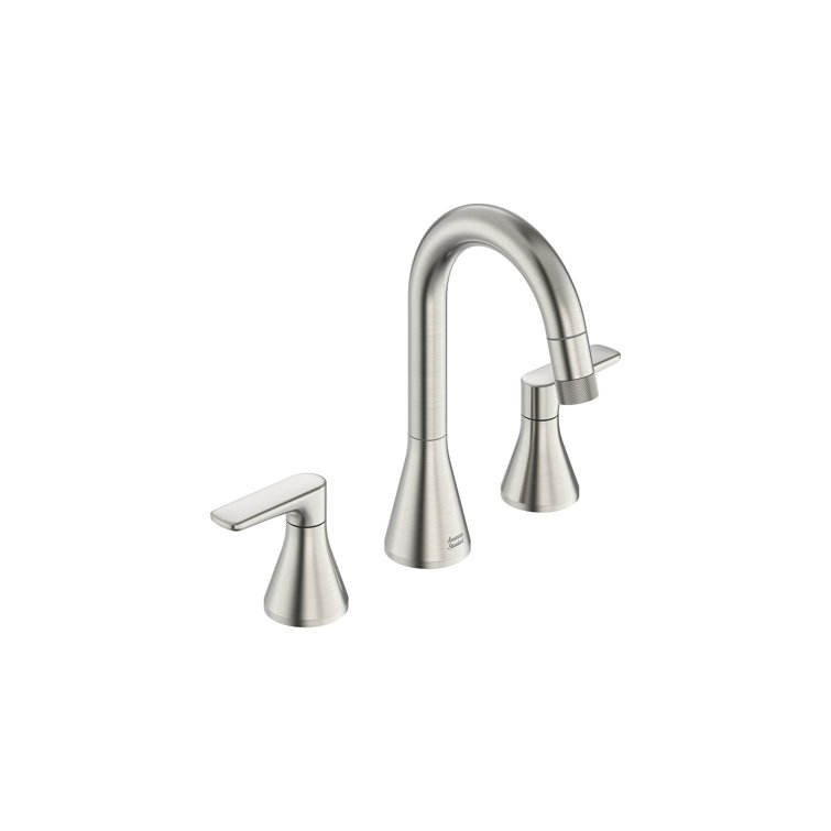 Brushed Nickel High-Arc Widespread Bathroom Faucet with Dual Spray