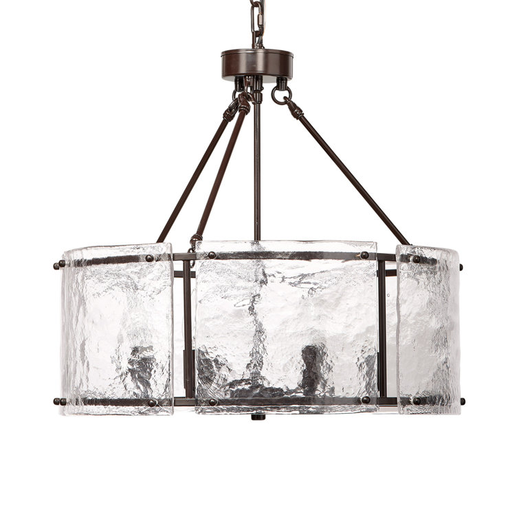 Oil Rubbed Bronze 6-Light Chandelier with Hand Blown Glass Shade
