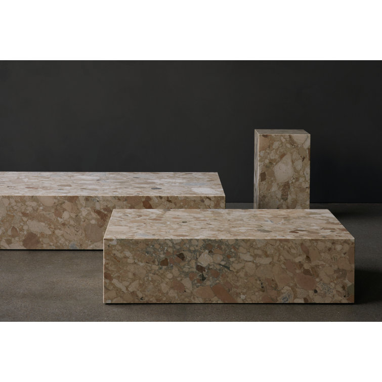 Kunis Breccia Marble Tall Rectangular End Table