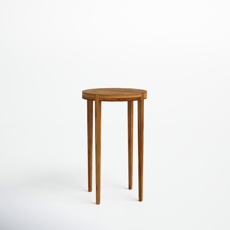 Blaise 14" Round Warm Brown Solid Wood Accent Table