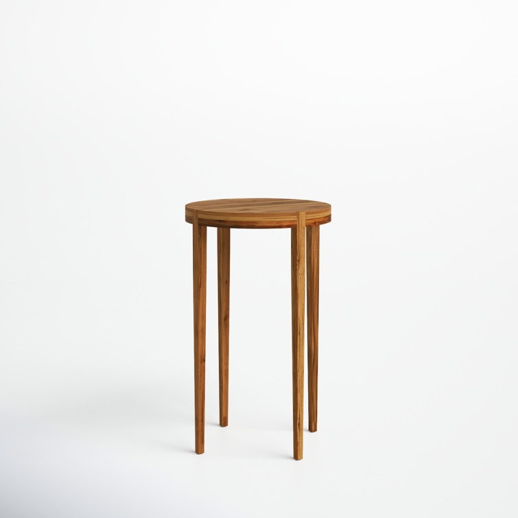 Blaise 14" Round Warm Brown Solid Wood Accent Table