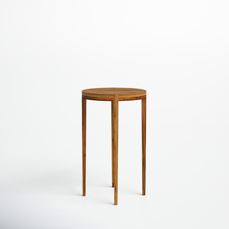 Blaise 14" Round Warm Brown Solid Wood Accent Table