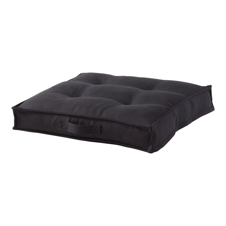 Small Black Tufted Polyester Square Dog Bed
