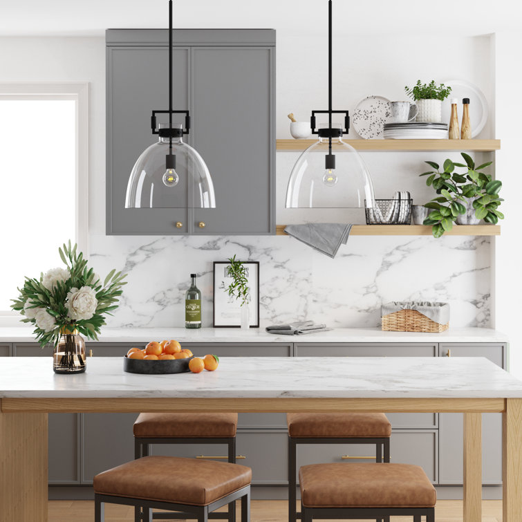 Matte Black Pendant Light with Clear Glass Shade