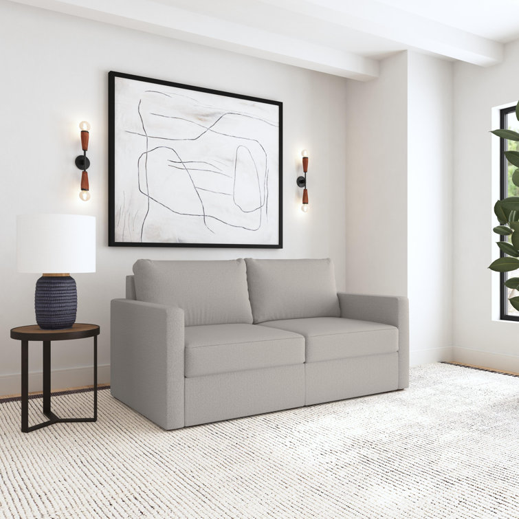 Frost Light Gray Modular Fabric Loveseat with Square Arms