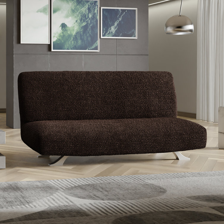 Dark Brown Stretchable Polyester Futon Sofa Cover