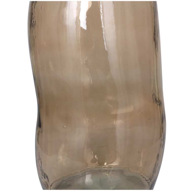 Handcrafted Round Brown Glass Floor Vase